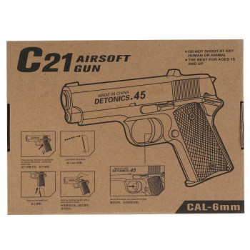 Пистолет пневматический Airsoft Gun C21 (металл, съемный магазин, пульки) 100002594