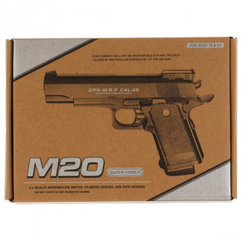 297121   Пистолет (п) металл., съемный магазин, с пульками M20 в кор. в кор.48шт