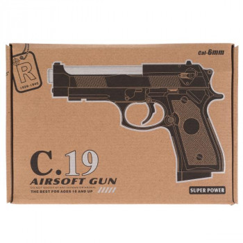 Пистолет пневматический Airsoft Gun C19 (металл, съемный магазин, пульки) 100001971