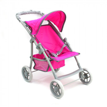 Прогулочная коляска для кукол розовая (серый кант, цикламен) Synergy 9304B/цвeт№1