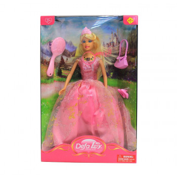 Кукла c аксессуарами Defa Lucy (свет, звук)  в розовом платье