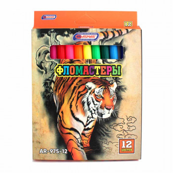 Фломастеры Тигр 12 цветов (картон) Тигр Asmar AR-975-12-1