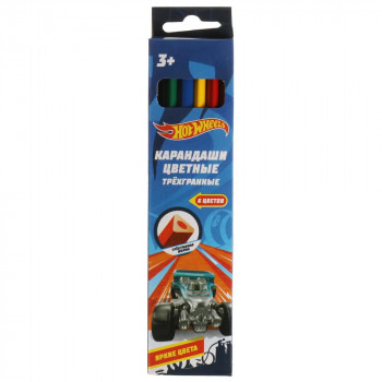 Цветные карандаши Hot Wheels 6 цветов трёхгранные Умка CPT6-55415-HW