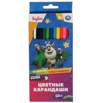 Цветные карандаши Буба 12 цветов трёхгранные Умка CPT12-62113-BU