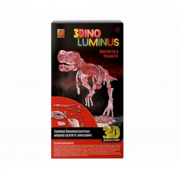 Мини-конструктор 3Dino Luminus люминисцентные динозавры (Тиранозавр) 1 Toy Т16456