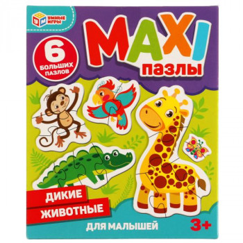 Макси-пазлы для малышей Дикие животные (6 пазлов) Умные игры 4680107902160