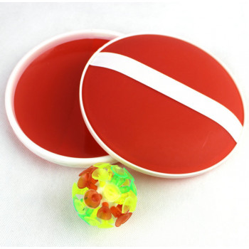 Игра с ловушкой, 2 тарелки+шарик со светом на присоске, цвет красный