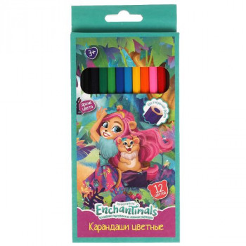 Цветные карандаши Enchantimals 12 цветов шестигранные Умка CPH12-55400-ENCH