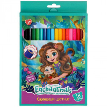 Цветные карандаши Enchantimals 18 цветов шестигранные Умка CPH18-55403-ENCH