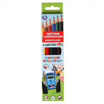 Цветные карандаши Синий Трактор 6 цветов акварельные Умка CPA6-52006-STR