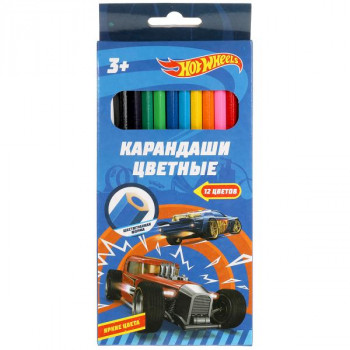 Цветные карандаши Hot Wheels 12 цветов шестигранные Умка CPH12-55402-HW