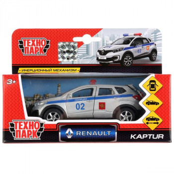 Машина металл RENAULT Kaptur полиция 12см, открыв. двери, инерц. в кор. Технопарк в кор.2*24шт