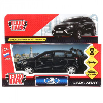 Машина Lada Xray 12 см черная металл инерция Технопарк XRAY-BK