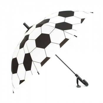 Зонт-трость Футбольный мяч черный полуавтомат (полиэтилен) 69988