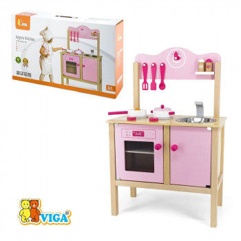 Детская кухня Angela розовая с аксессуарами (дерево) Viga 50157