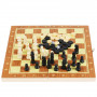 Шахматы деревянные с пласт. фигурами,2в1 (шахматы+шашки)
