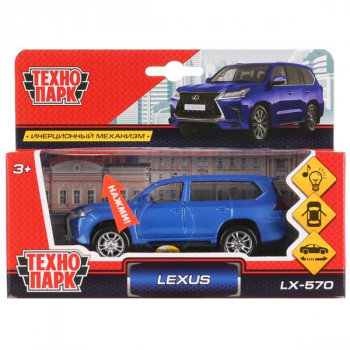 Машина металл свет-звук LEXUS LX-570 длина 12 см, двери, инерц, синий, Технопарк LX570-BU-SL