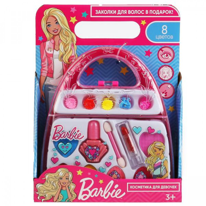 Косметика для девочек "Барби" тени, лак для ногтей, помада, заколки Милая Леди 1802X100-R