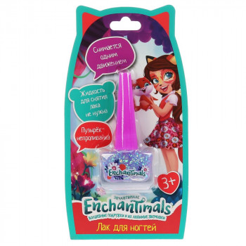 Косметика для девочек Энчантималс фиолетовый лак для ногтей с глиттером Милая Леди NPG-PIN