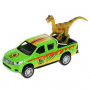 Машина Toyota Hilux Сафари 12 см зеленая + динозавр металл инерция Технопарк HILUX-12-DINO