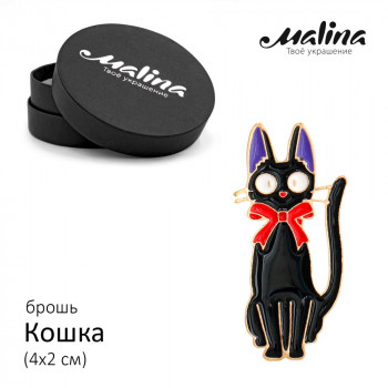 Брошь Кошка черная (золото) Malina С-25-7
