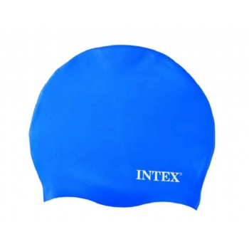 Шапочка для плавания INTEX, силикон, синяя, от 8 лет