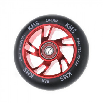 Колесо для трюкового самоката KMS Sport 100 мм алюминий красный спиральная звезда 20048