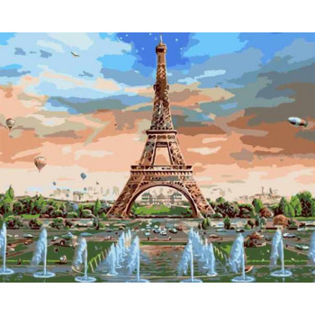 Раскраска на холсте Париж Фонтаны Арт.7210