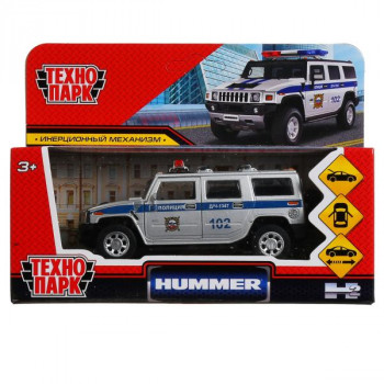 Машина металл HUMMER hummer H2 полиция 12 см,откр дв,баг,инерц,сереб, Технопарк HUM2-12POL-SR