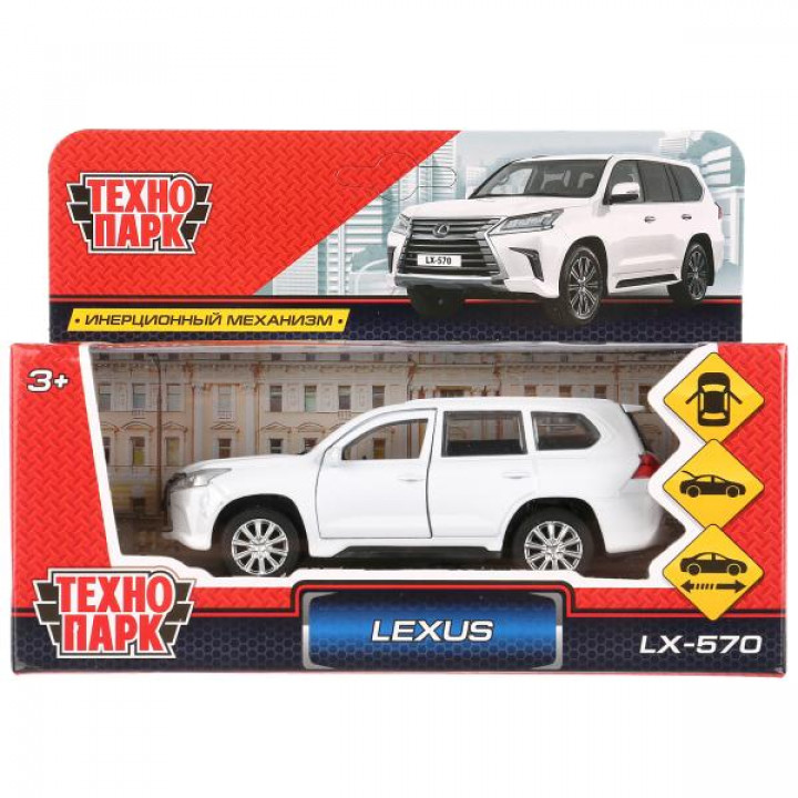 Машина Lexus LX-570 12 см белая металл инерция Технопарк LX570-WH