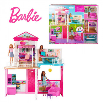 Игровой набор дом+куклы+аксессуары Barbie GLH56