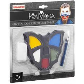 Набор Bondibon Eva Moda детских красок для грима (6 цветов; 8,1г), аппликатор, спонж, карандаш для б