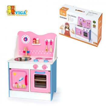 Игровой набор Сказочная кухня Фея детская розовая с аксессуарами (дерево) Viga 50959