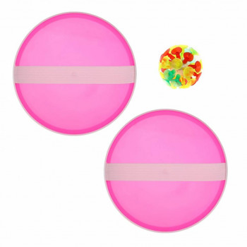 Игра с ловушкой, 2 тарелки+шарик со светом на присоске, цвет розовый
