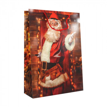 Пакет подарочный Санта Клаус У двери 44х31х12 см 70048