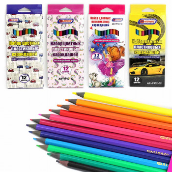 Цветные пластиковые карандаши (6 граней) 12 цветов Asmar AR-9912-12