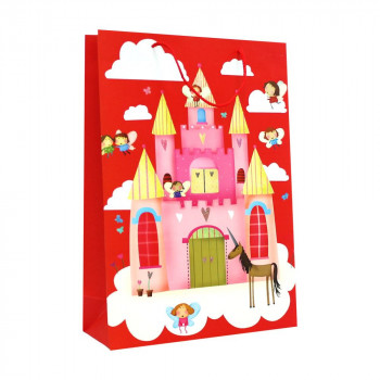 Пакет подарочный Замок красно-розовый 44х31х12 см 70028