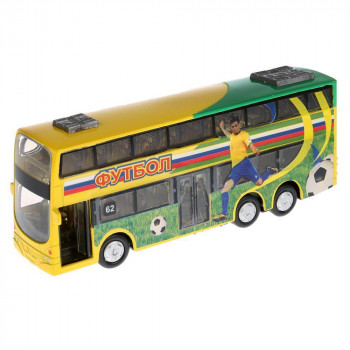 Машина Автобус двухэтажный Футбол 16 см металл инерция (свет, звук) Технопарк СТ10-054-6