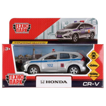 Машина Honda CR-V Полиция 12 см серебро металл инерция Технопарк CR-V-P