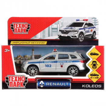 Машина Renault Koleos Полиция 12 см серебро металл инерция Технопарк KOLEOS-P