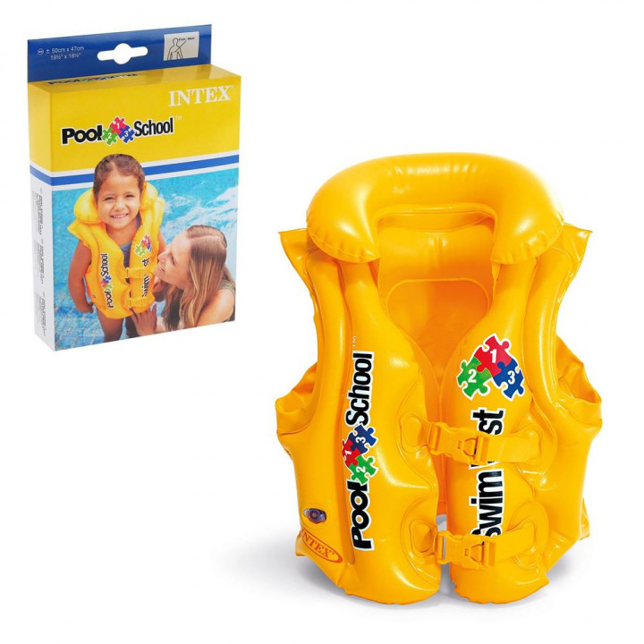 Детский надувной жилет Pool school желтый (3-6 лет) Intex 58660
