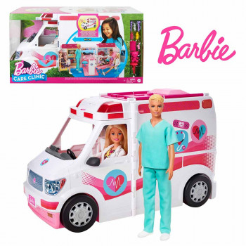 Игровой набор Кем быть? Клиника 2 (куклы + машина скорой помощи) Barbie GMG35