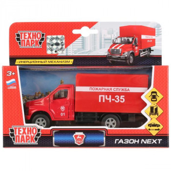 Машина ГАЗ Газон Next пожарная машина 14,5 см красная металл инерция Технопарк SB-18-17-F-WB