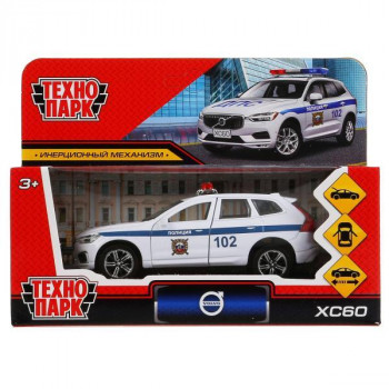 Машина металл Volvo xc60 r-desing полиция 12см,откр.двери,инерц.,белый Технопарк XC60-12POL-WH