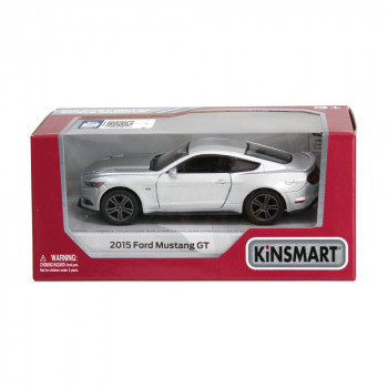 Kinsmart Машина 2015 Ford Mustang GT металл инерция, цвет серебристый