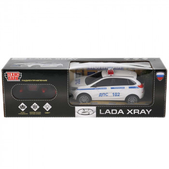 Машина р/у Lada Xray Полиция 18 см белая (свет) Технопарк LADAXRAY-18L-POL-WH