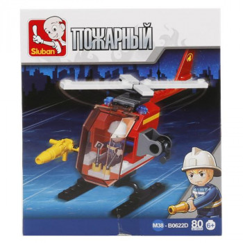 Конструктор Пожарный вертолет с фигуркой 80 дет. Sluban