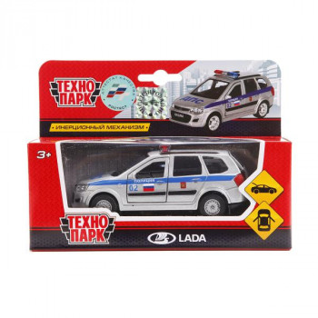 Машина Lada Kalina Cross Полиция 12 см серебро металл инерция Технопарк SB-16-46-P-WB