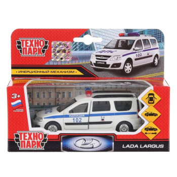 Машина Lada Largus Полиция 12 см белая металл инерция Технопарк SB-16-47-P(W)-WB
