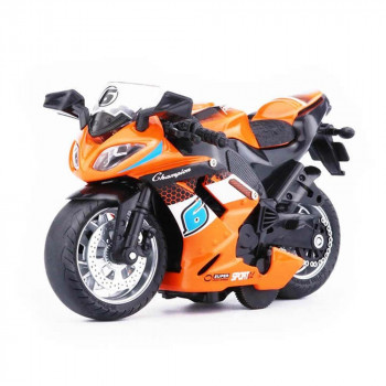 Модель Мотоцикл Спортбайк 12 см оранж. металл инерция (свет, звук, вращ. руль) Технопарк 1803C101-R